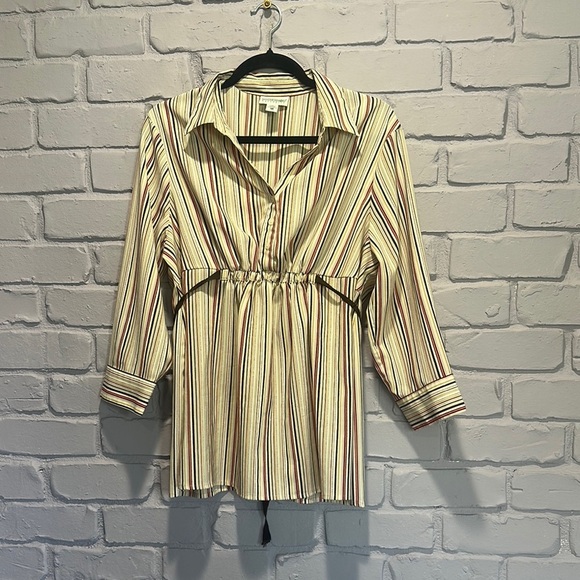 NWOT Motherhood Maternity Cream Striped Blouse size XL - Picture 1 of 5